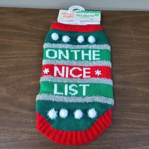 Dog Sweater On The Nice List Size Small Christmas Festive NWT